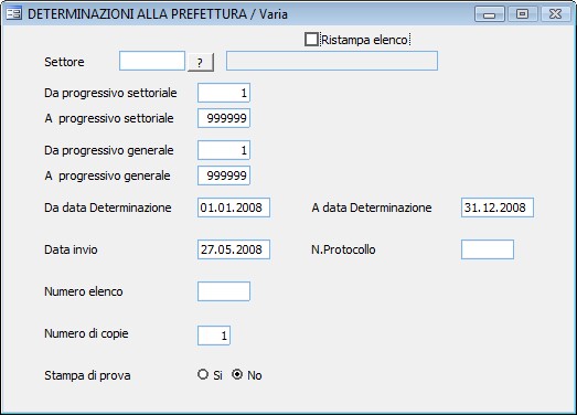 Stampe Determinazioni Prefettura